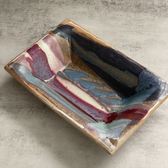 Klickitat Art Pottery Stoneware Lava Abstract Glazed Rectangular Serving Bowl - Picture 5 of 9